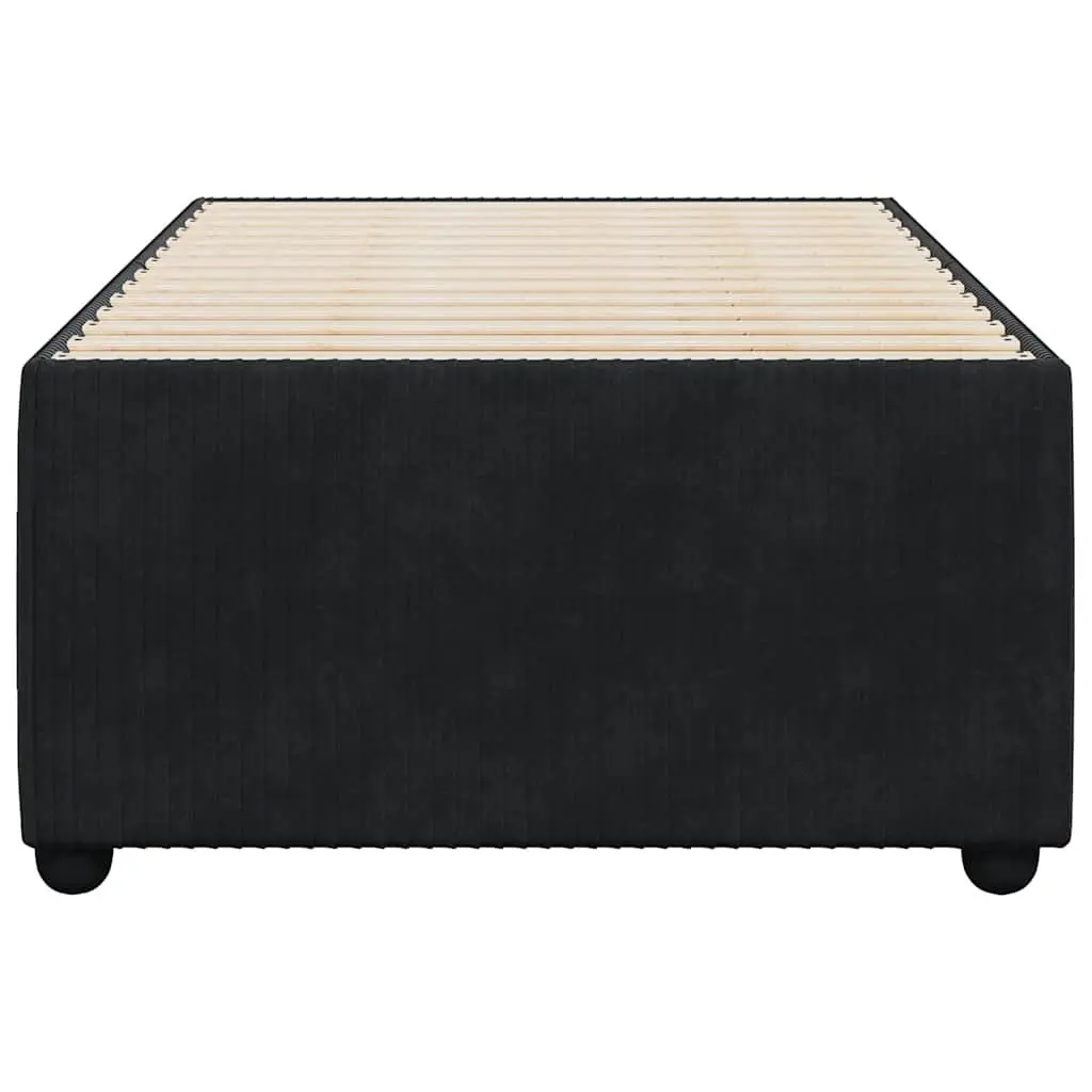 King Single Bed Frame Black Velvet Slat Support Bedroom Furniture No Mattress