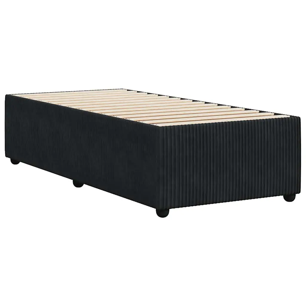 King Single Bed Frame Black Velvet Slat Support Bedroom Furniture No Mattress
