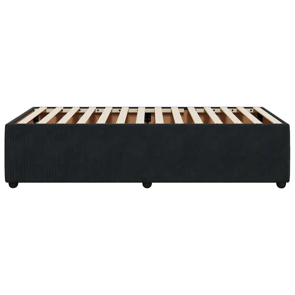 King Single Bed Frame Black Velvet Slat Support Bedroom Furniture No Mattress