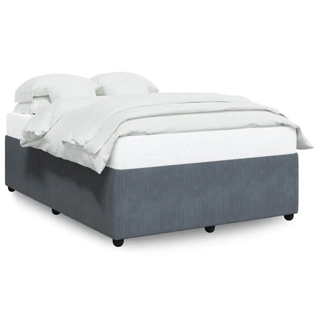 Double Bed Frame Grey Velvet Upholstered Slat Support Bedroom Furniture