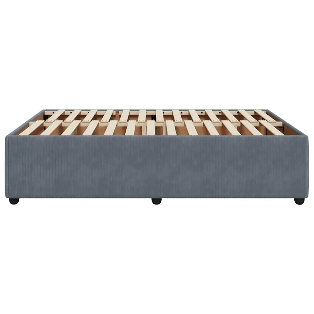 Double Bed Frame Grey Velvet Upholstered Slat Support Bedroom Furniture