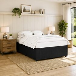 Double Bed Frame Black Velvet Upholstered without Mattress Bedroom Furniture