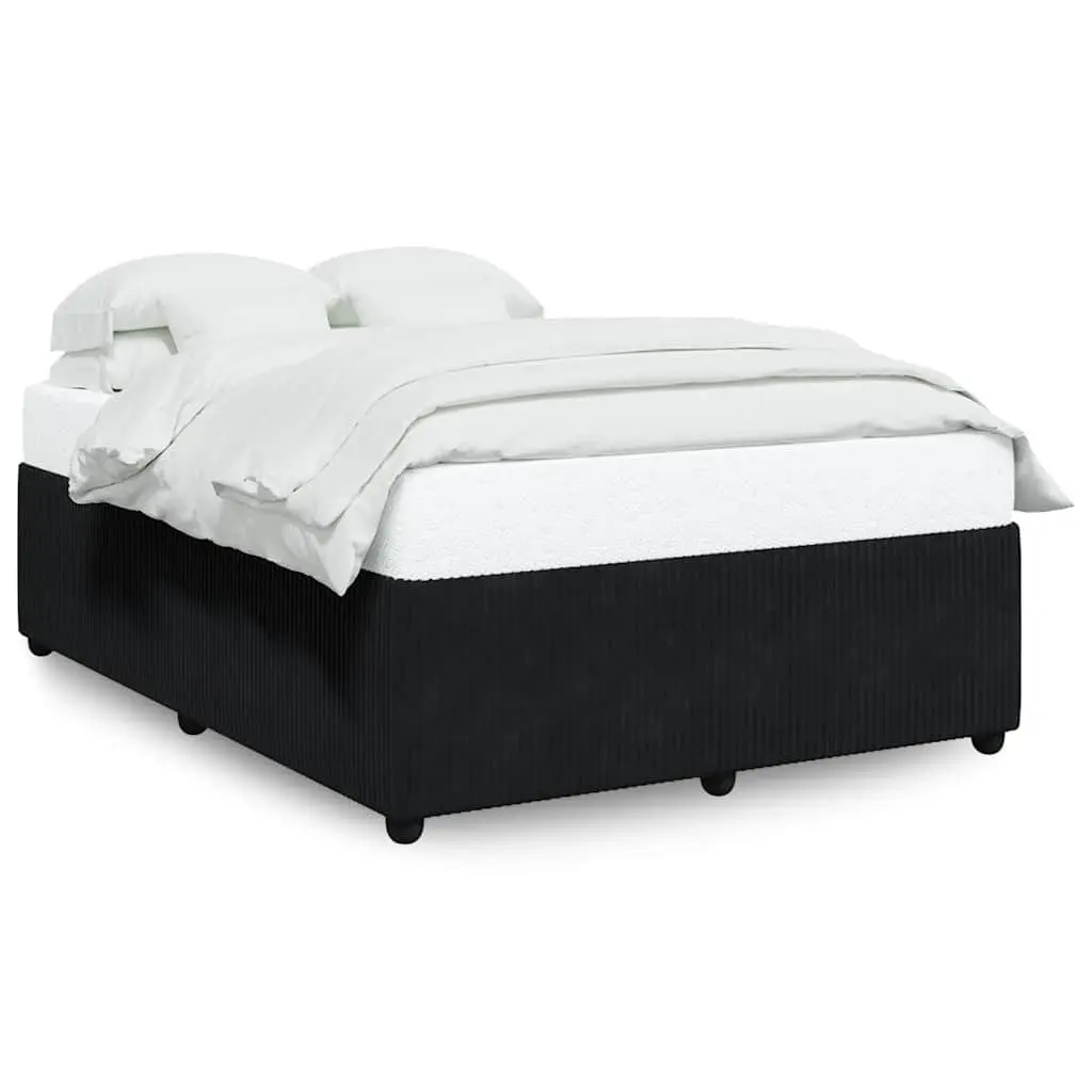 Double Black Velvet Upholstered Bed Frame Double Size Supportive Base