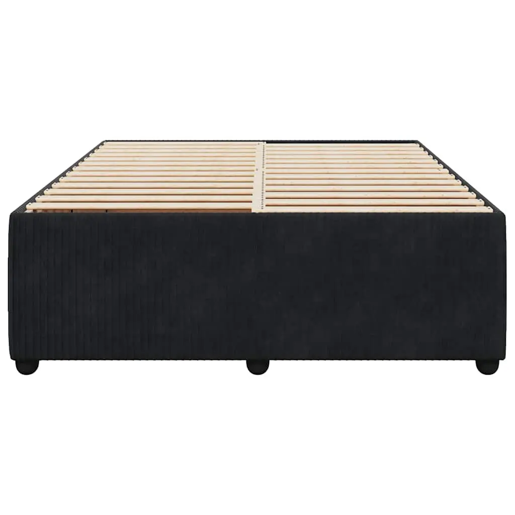 Double Black Velvet Upholstered Bed Frame Double Size Supportive Base