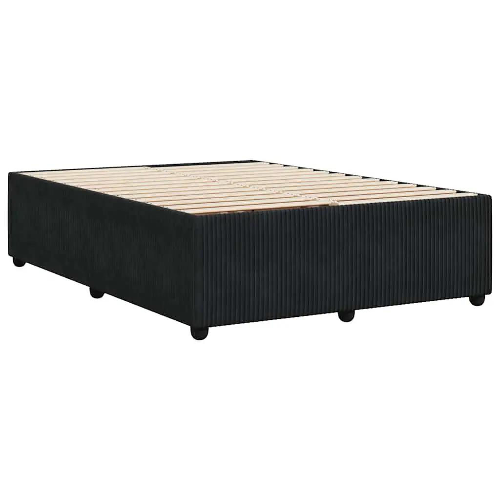 Double Black Velvet Upholstered Bed Frame Double Size Supportive Base