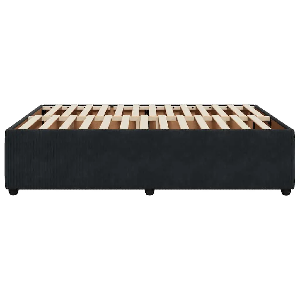 Double Black Velvet Upholstered Bed Frame Double Size Supportive Base