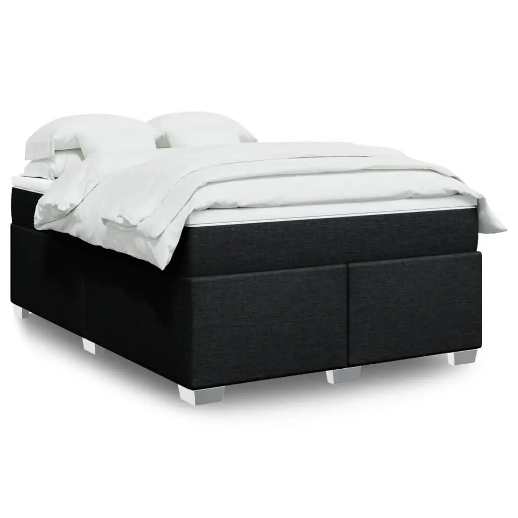 Box Spring Bed Pocket Spring Mattress Slatted Frame Polyester Black