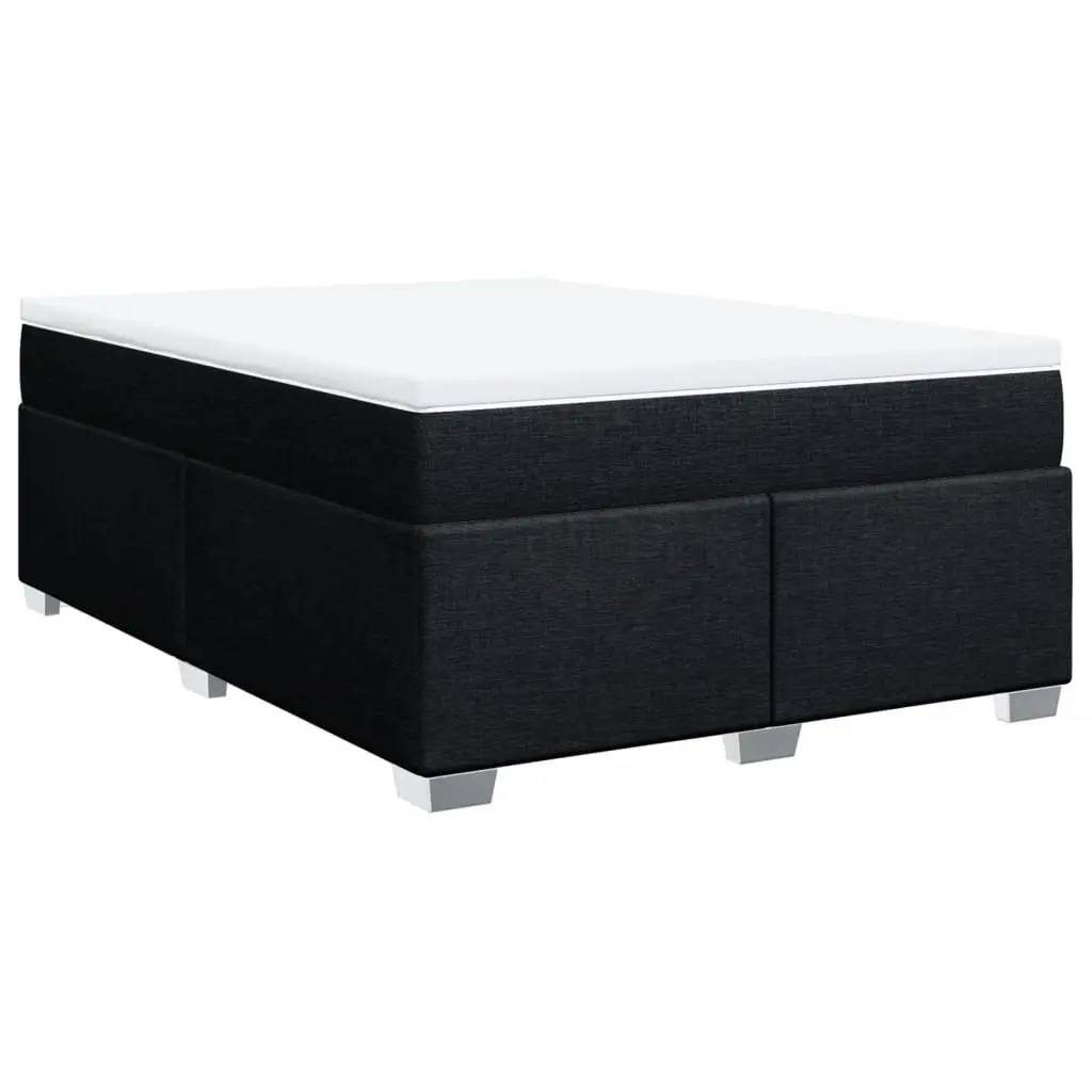 Box Spring Bed Pocket Spring Mattress Slatted Frame Polyester Black