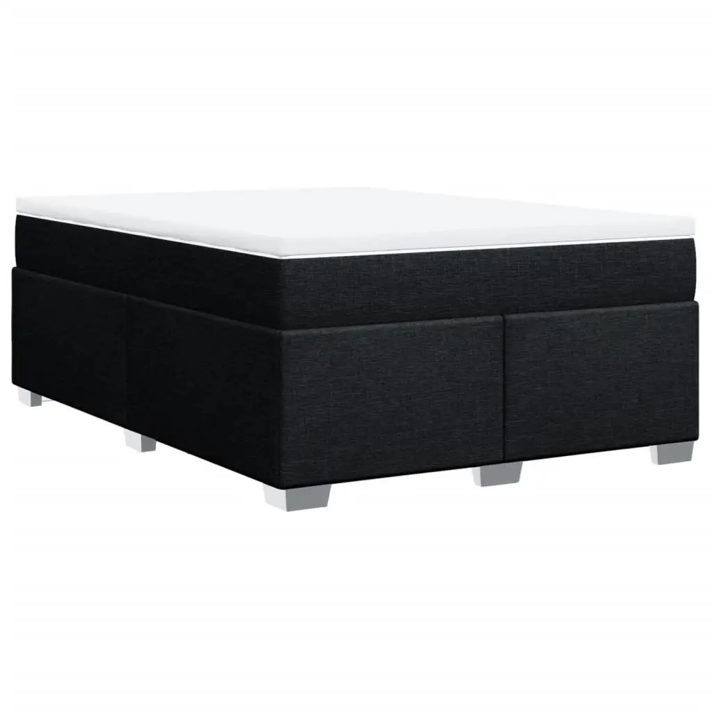 Box Spring Bed Pocket Spring Mattress Slatted Frame Polyester Black