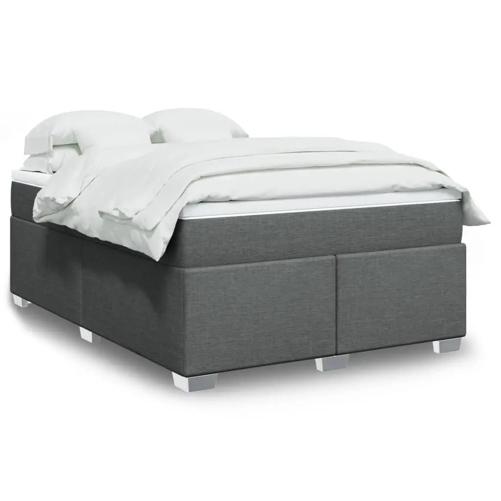 Queen Bed Frame with Removable Mattress Topper Pocket Spring Light Grey Fabric