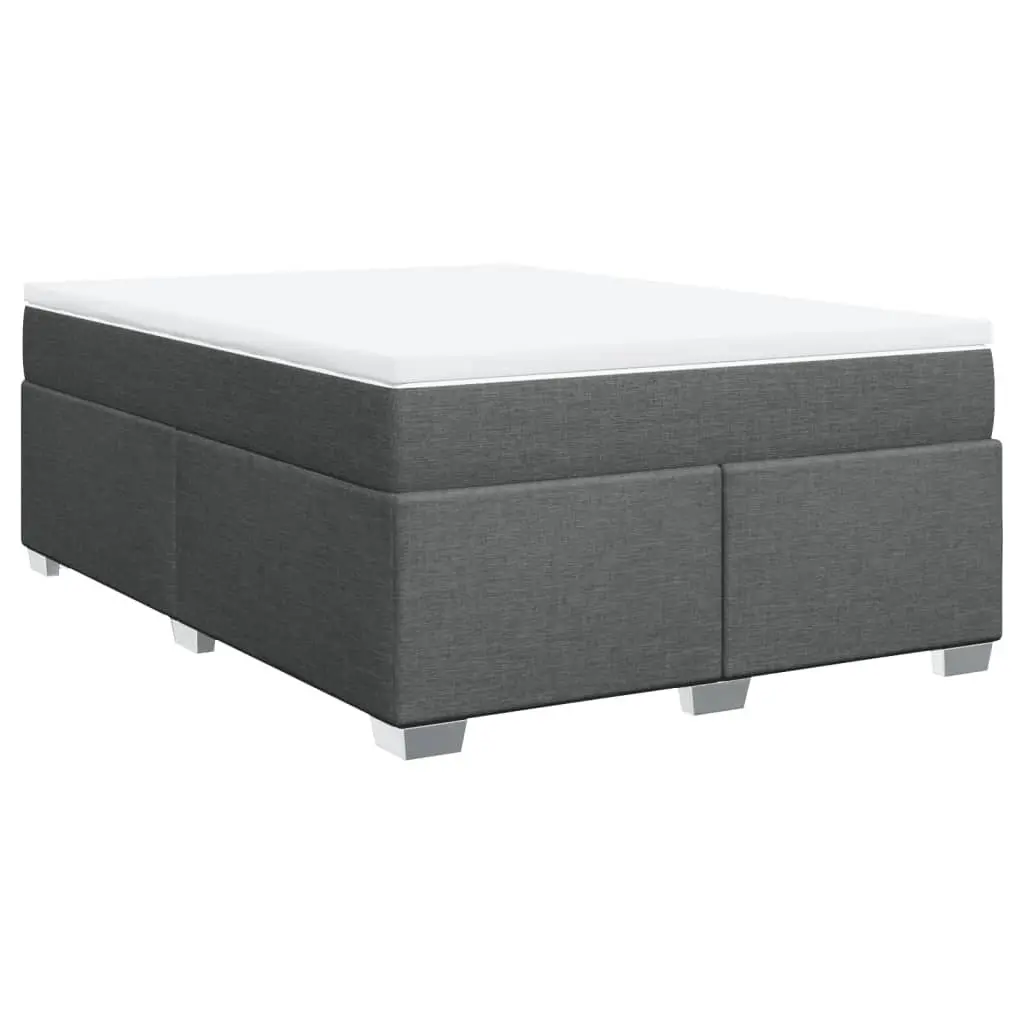 Queen Bed Frame with Removable Mattress Topper Pocket Spring Light Grey Fabric