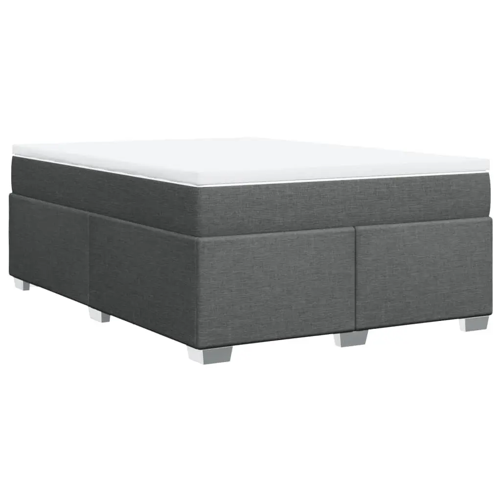 Queen Bed Frame with Removable Mattress Topper Pocket Spring Light Grey Fabric