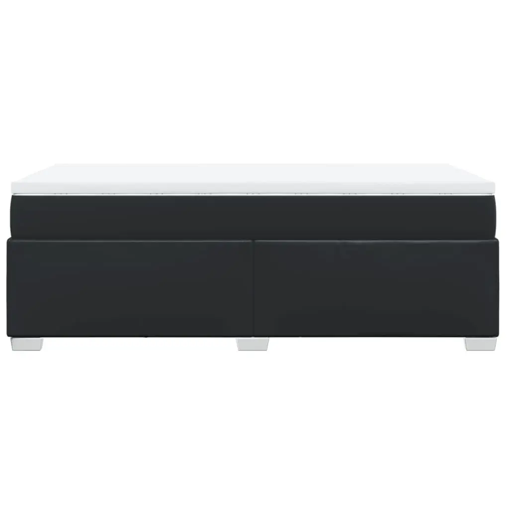 King Single Box Spring Bed with Pocket Mattress Black Faux Leather Frame
