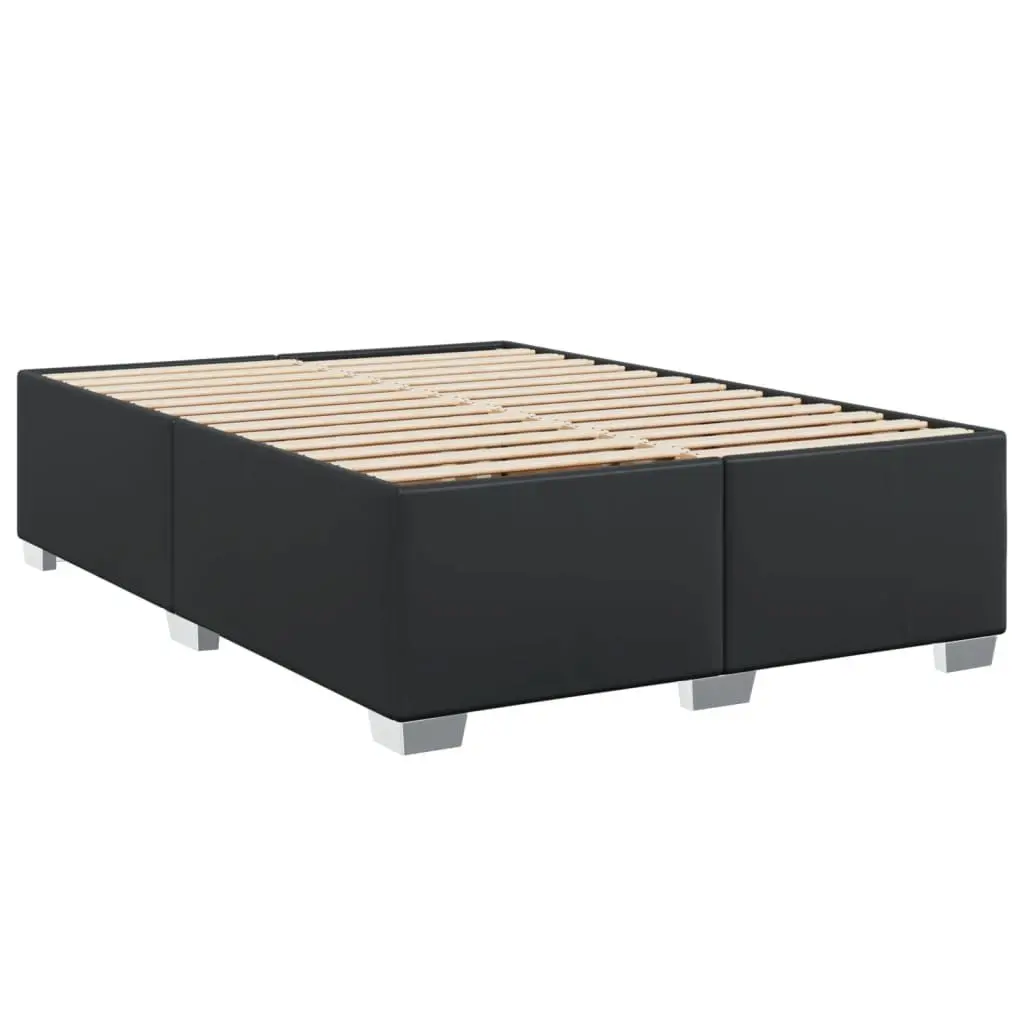 Queen Size Box Spring Bed with Pocket Mattress Black Faux Leather Frame