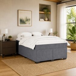 Versatile Grey Velvet Box Spring Bed for Any Bedroom