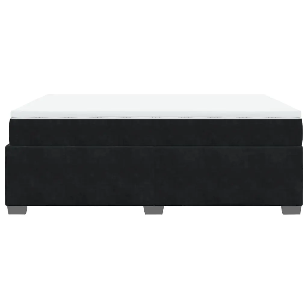 Double Bed with Velvet Upholstered Frame Pocket Spring Mattress Grey Slatted Base