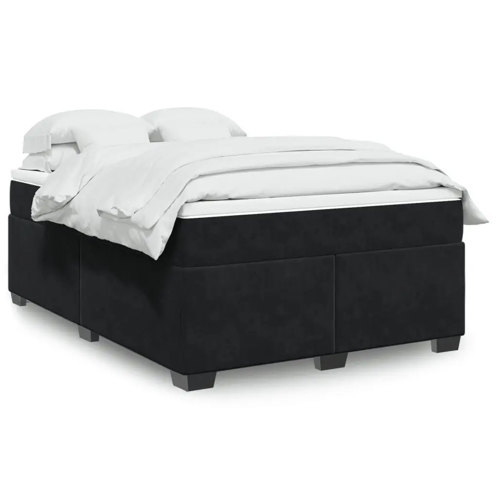 Queen Box Spring Bed with Pocket Sprung Mattress Velvet Grey Bedroom Furniture
