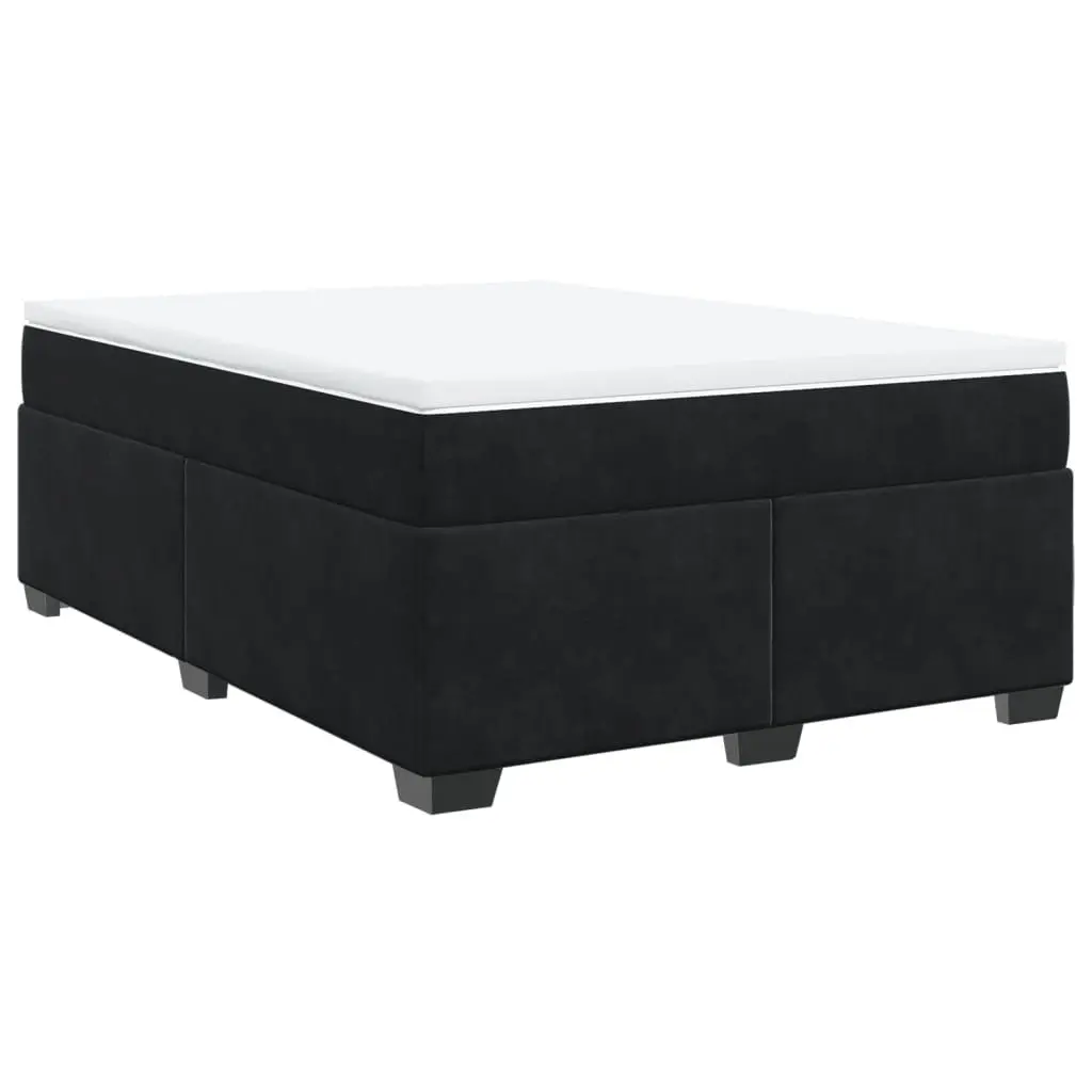 Queen Box Spring Bed with Pocket Sprung Mattress Velvet Grey Bedroom Furniture