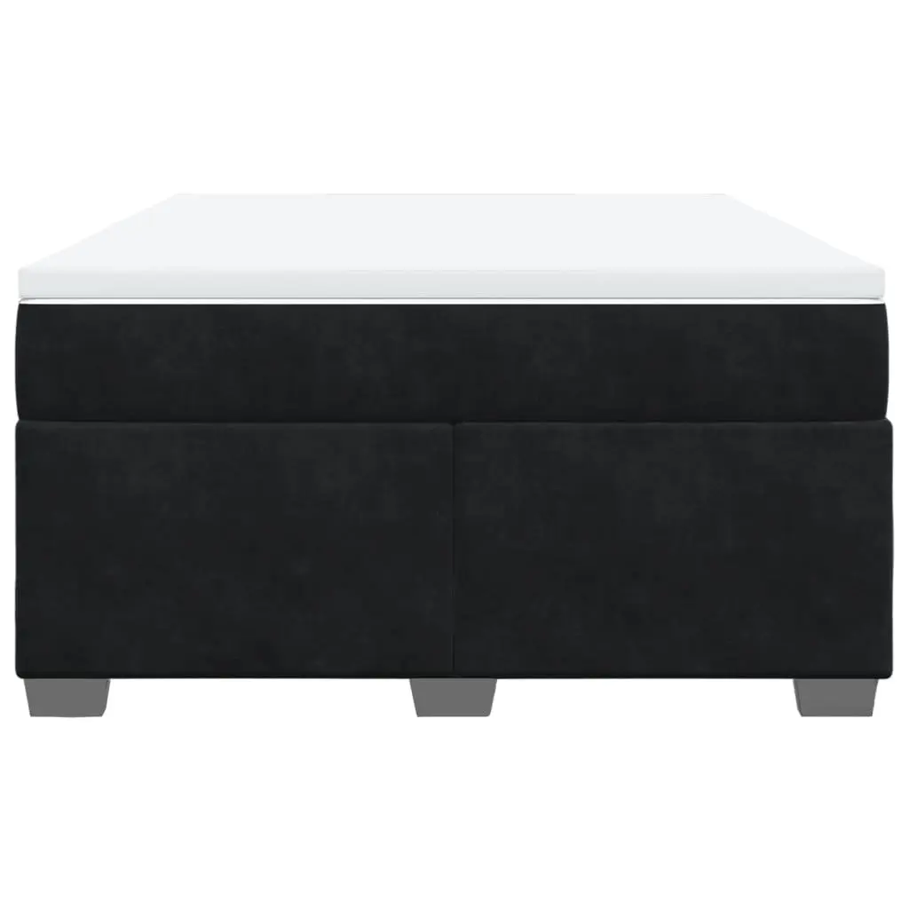 Queen Box Spring Bed with Pocket Sprung Mattress Velvet Grey Bedroom Furniture