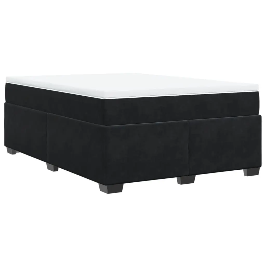 Queen Box Spring Bed with Pocket Sprung Mattress Velvet Grey Bedroom Furniture