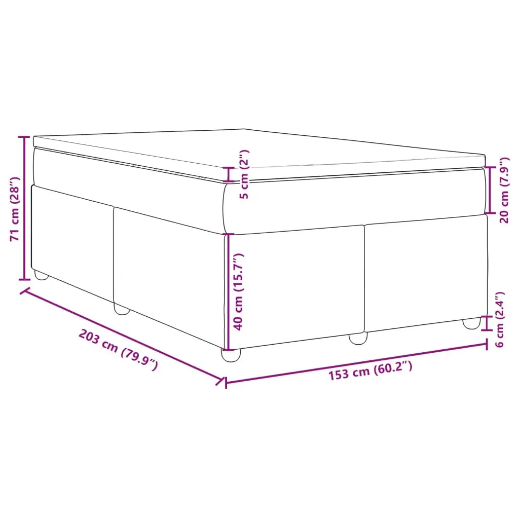 Box Spring Bed with Mattress Polyester Fabric Queen Size Light Grey