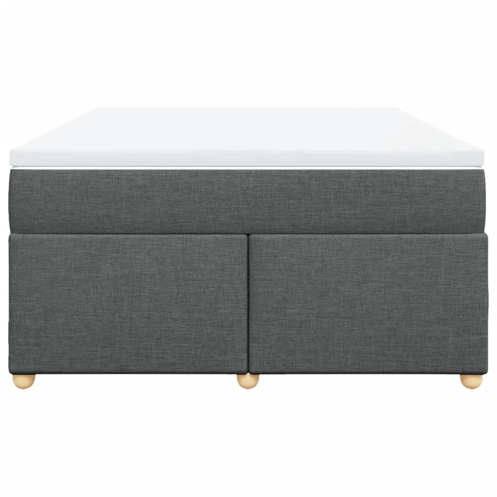 Box Spring Bed with Mattress Polyester Fabric Queen Size Light Grey