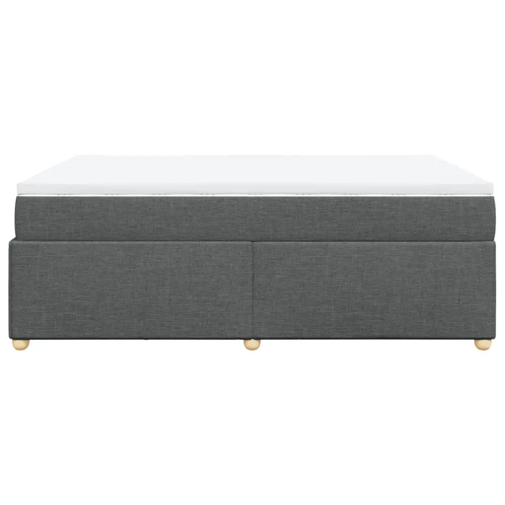 Box Spring Bed with Mattress Polyester Fabric Queen Size Light Grey