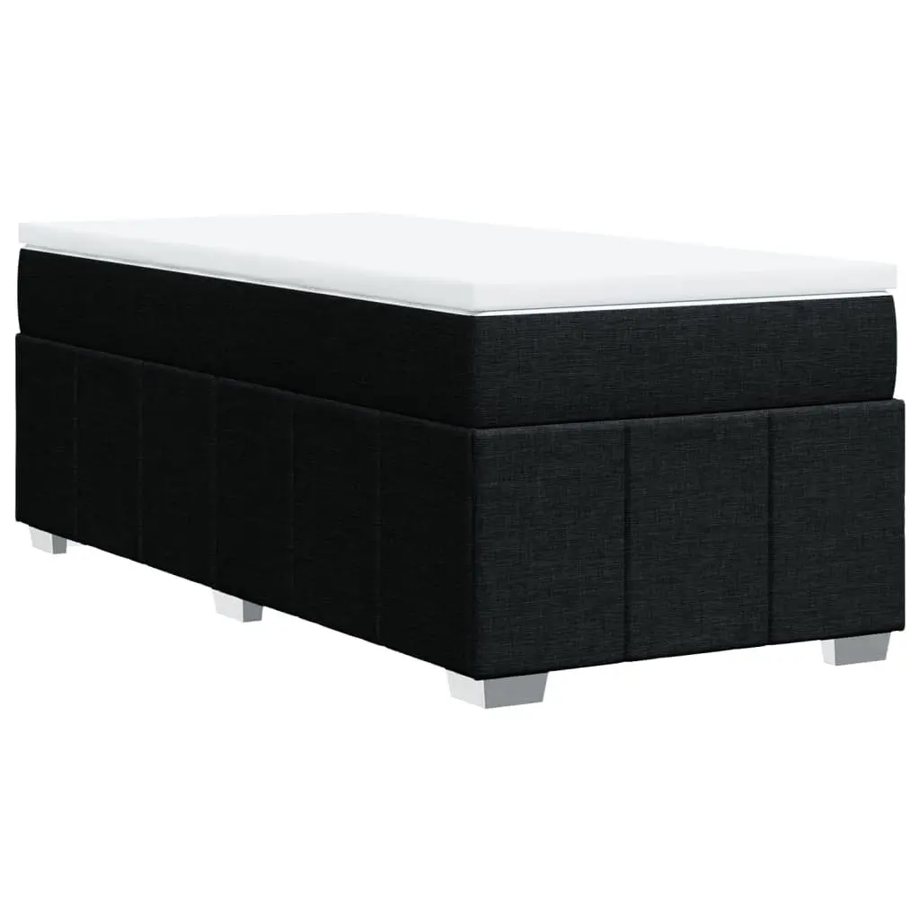 King Single Bed Frame with Pocket Spring Mattress Slatted Base Black Fabric