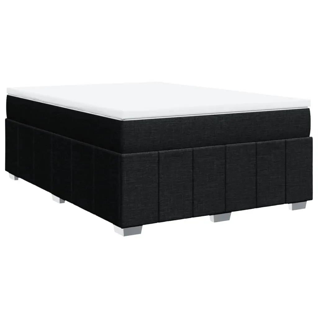 Double Size Pocket Spring Mattress Bed Frame Slatted Base Black Fabric