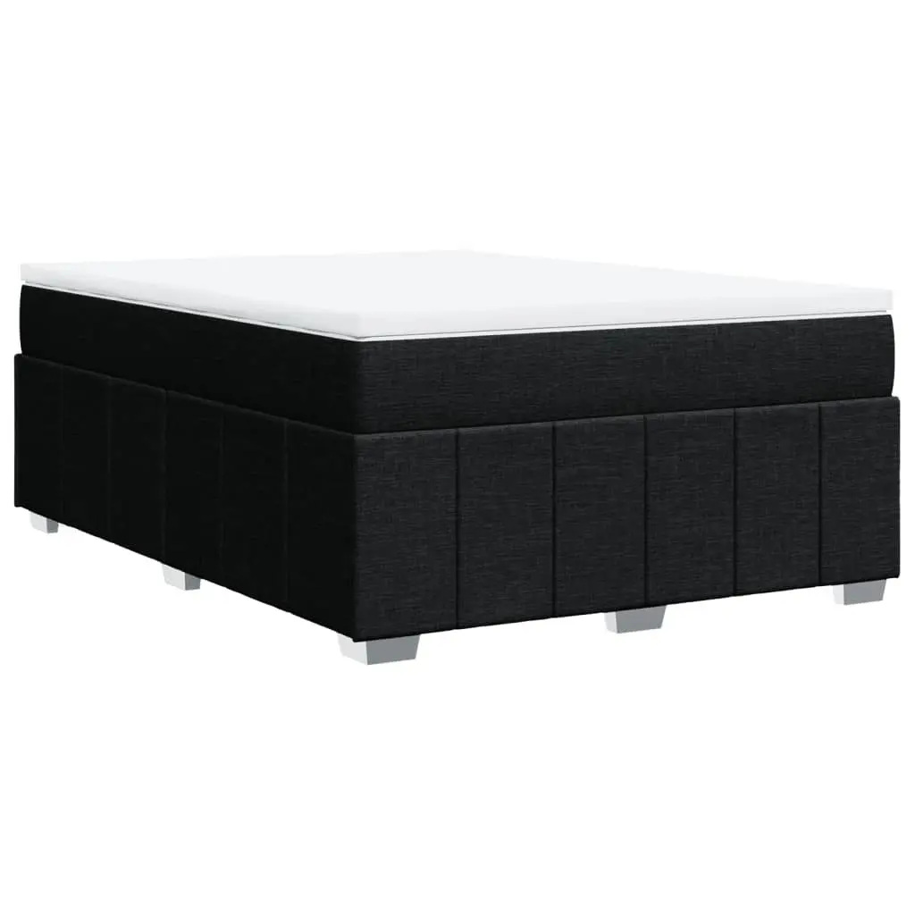 Double Size Pocket Spring Mattress Bed Frame Slatted Base Black Fabric