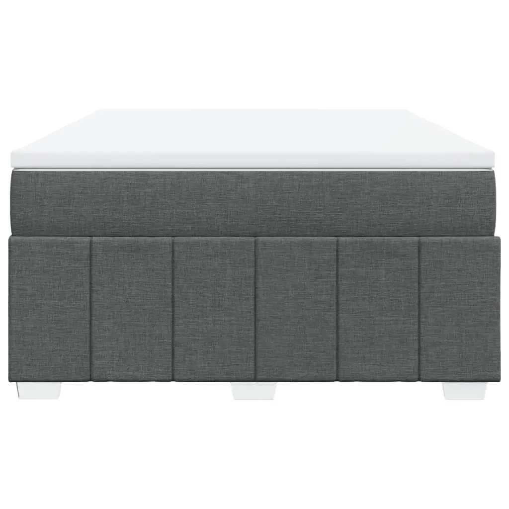 Queen Size Bed Frame with Grey Polyester Fabric Pocket Spring Mattress and Slatted Base