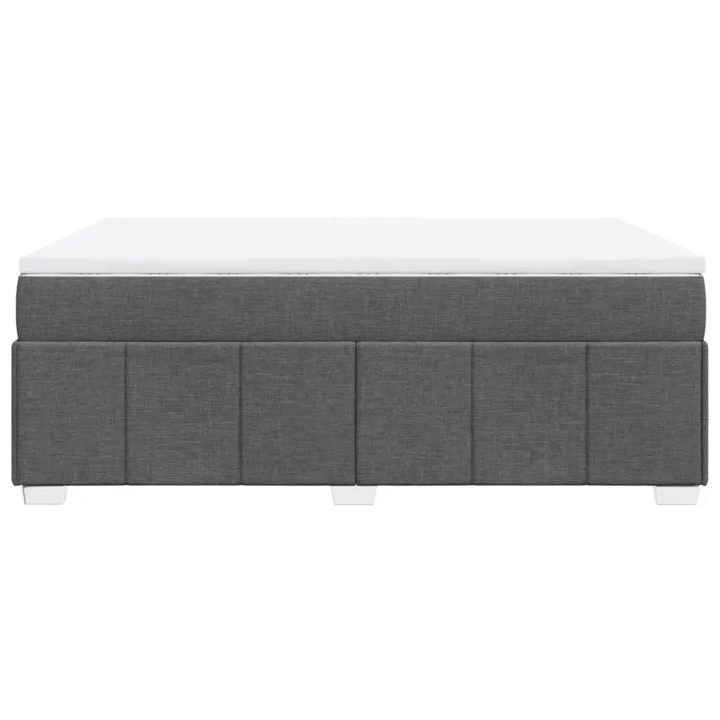 Queen Size Bed Frame with Grey Polyester Fabric Pocket Spring Mattress and Slatted Base