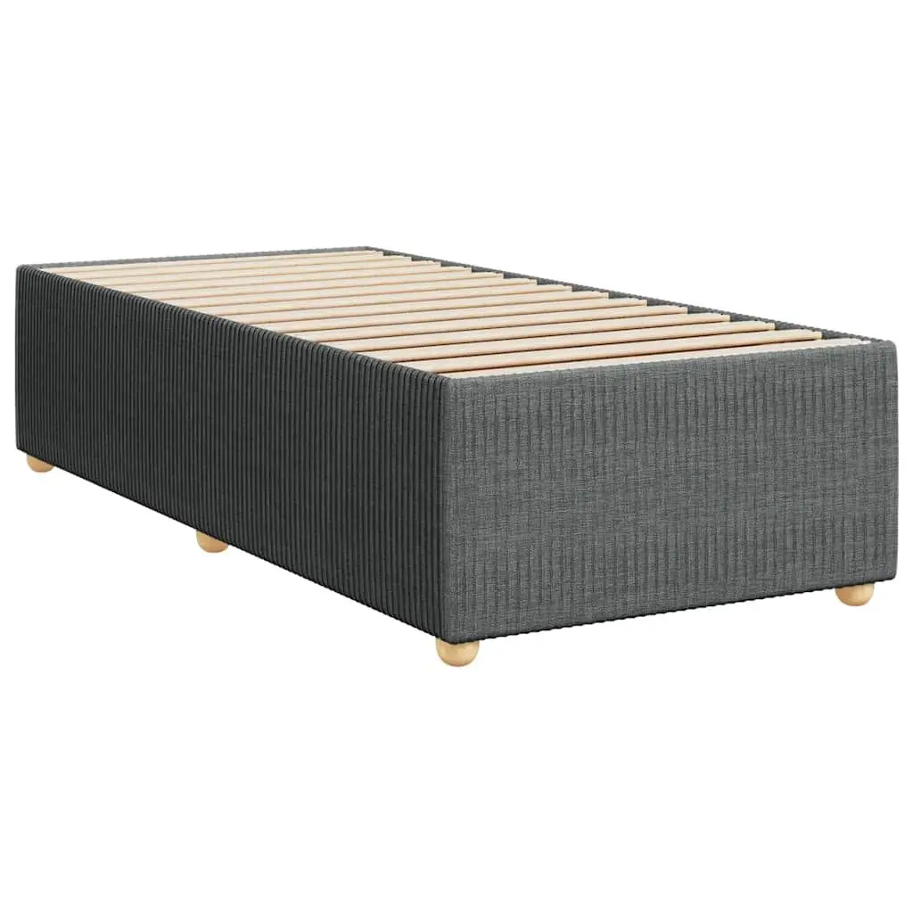 Box Spring Bed Frame Black Fabric King Single with Pocket Spring Mattress and Removable Topper