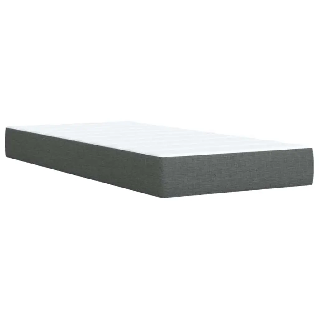 Box Spring Bed Frame Black Fabric King Single with Pocket Spring Mattress and Removable Topper