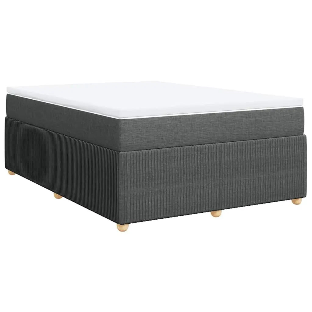 Double Bed with Slatted Frame Pocket Spring Mattress Black Fabric Topper