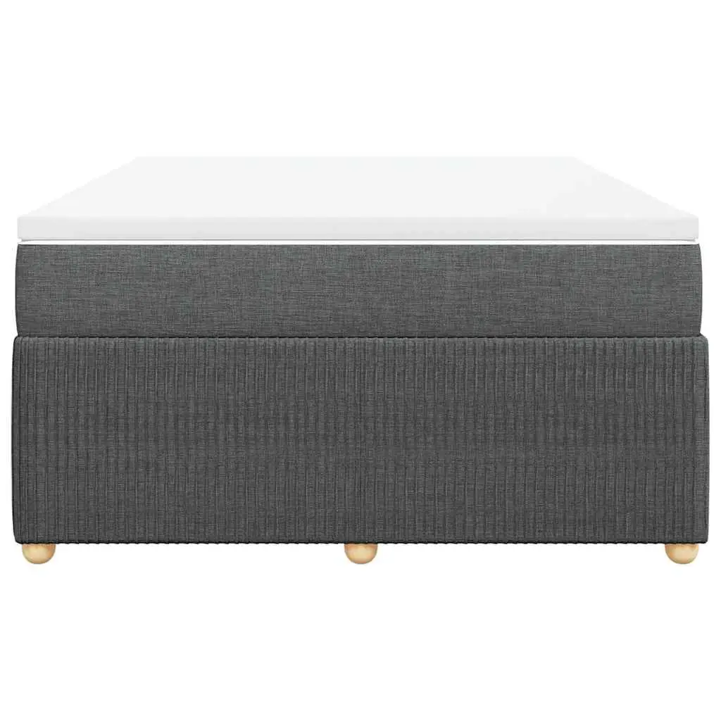 Double Bed with Slatted Frame Pocket Spring Mattress Black Fabric Topper