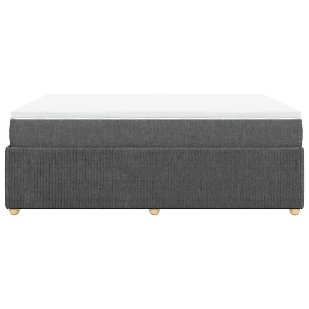 Double Bed with Slatted Frame Pocket Spring Mattress Black Fabric Topper
