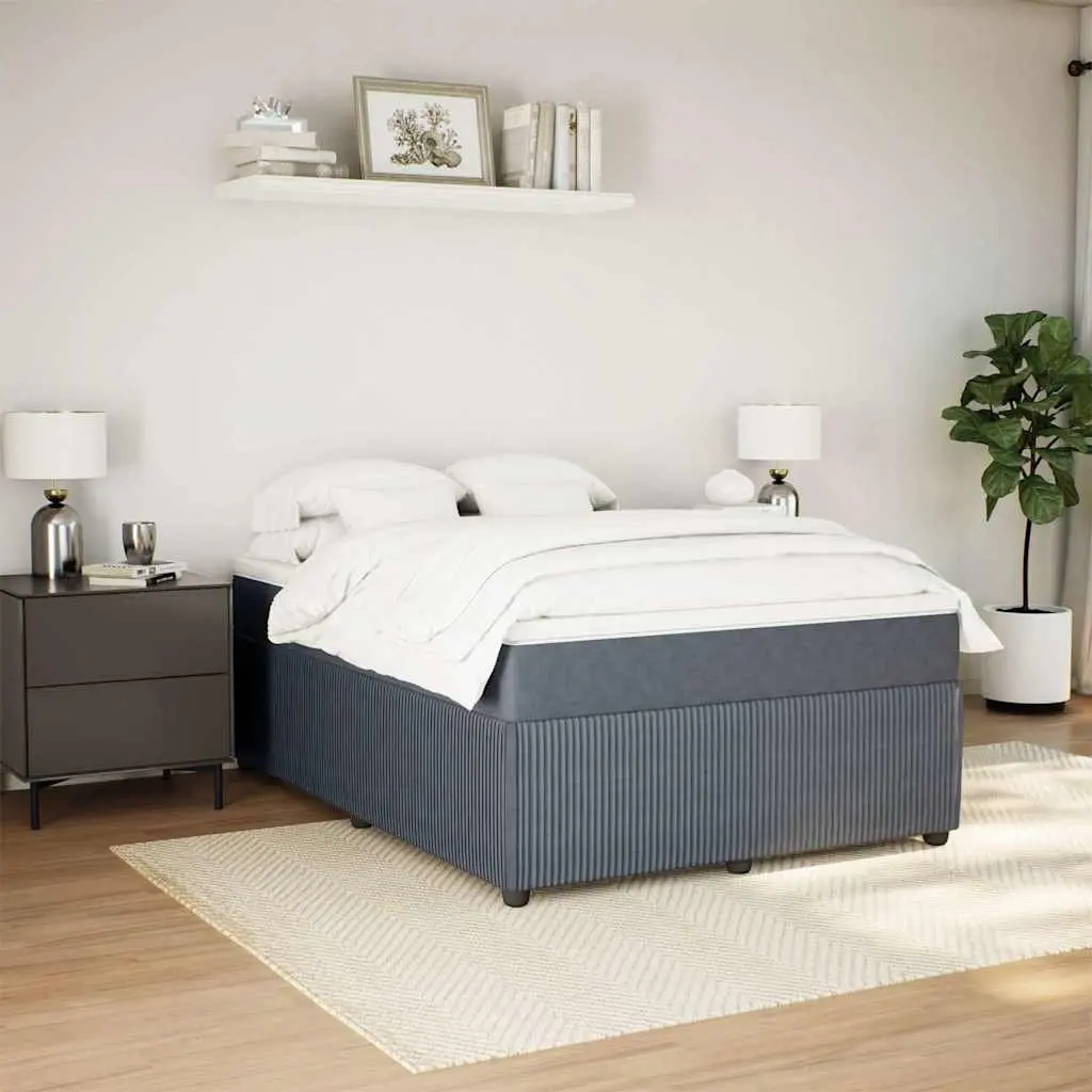 Box Spring Bed Velvet Upholstered Frame Pocket Spring Mattress Double Grey