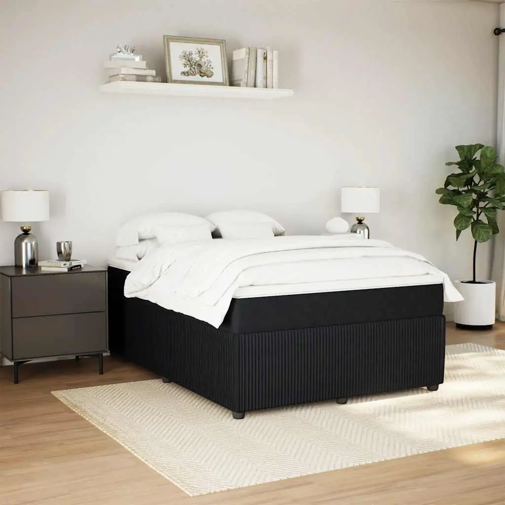 Box Spring Bed Black Velvet Pocket Sprung Mattress Double Size
