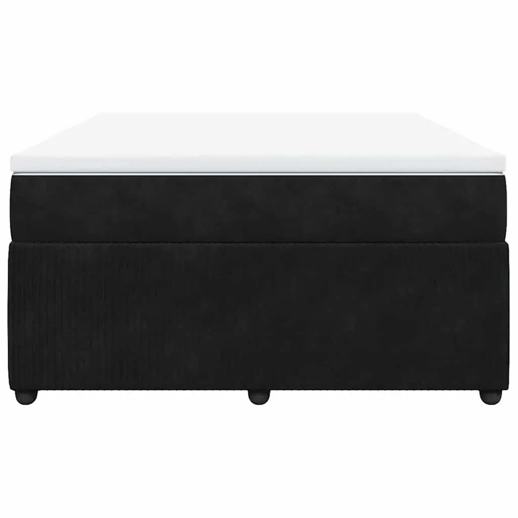 Box Spring Bed Black Velvet Pocket Sprung Mattress Double Size