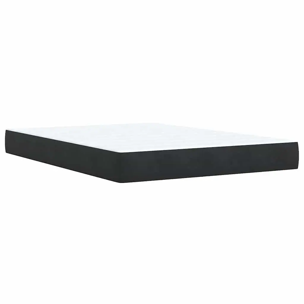 Box Spring Bed Black Velvet Pocket Sprung Mattress Double Size