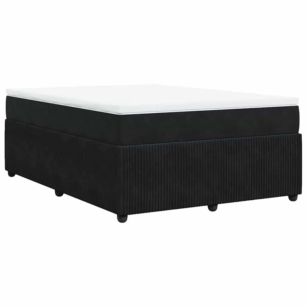 Box Spring Bed Black Velvet Pocket Sprung Mattress Double Size
