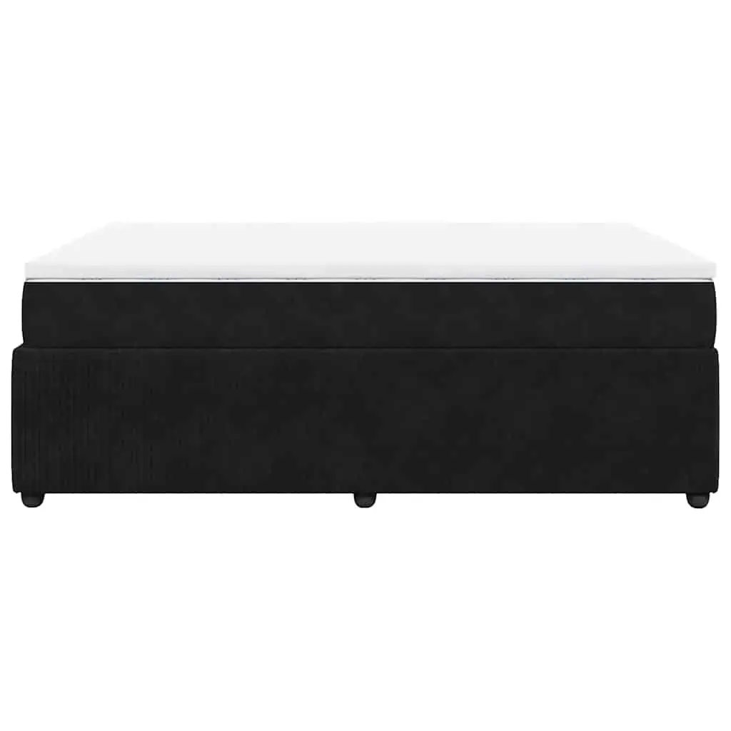 Box Spring Bed Black Velvet Pocket Sprung Mattress Double Size