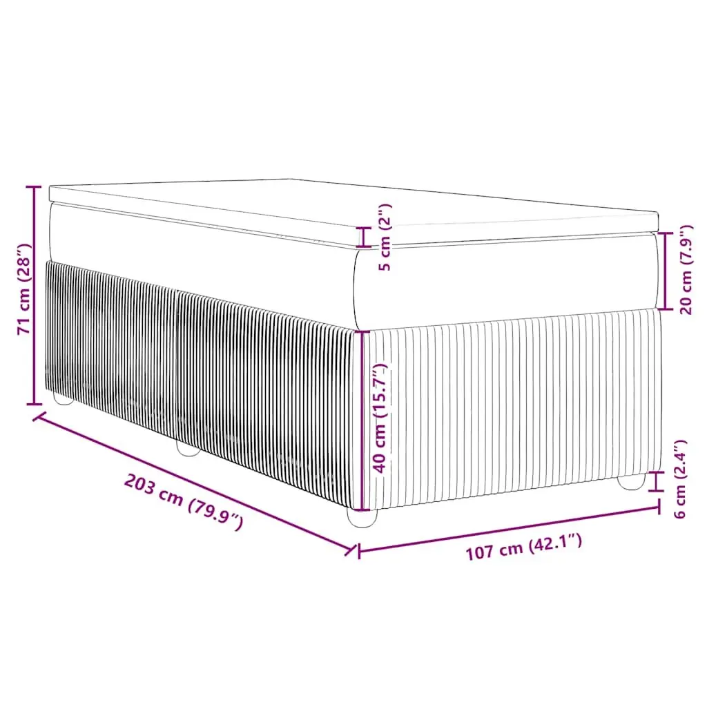 Box Spring Bed with Pocket Mattress King Single Grey Velvet Upholstered Frame