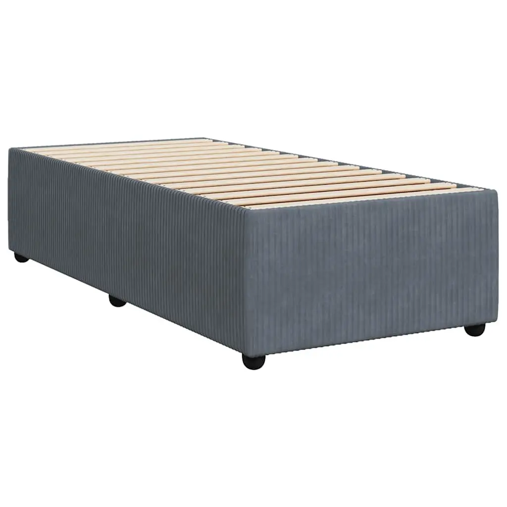 Box Spring Bed with Pocket Mattress King Single Grey Velvet Upholstered Frame