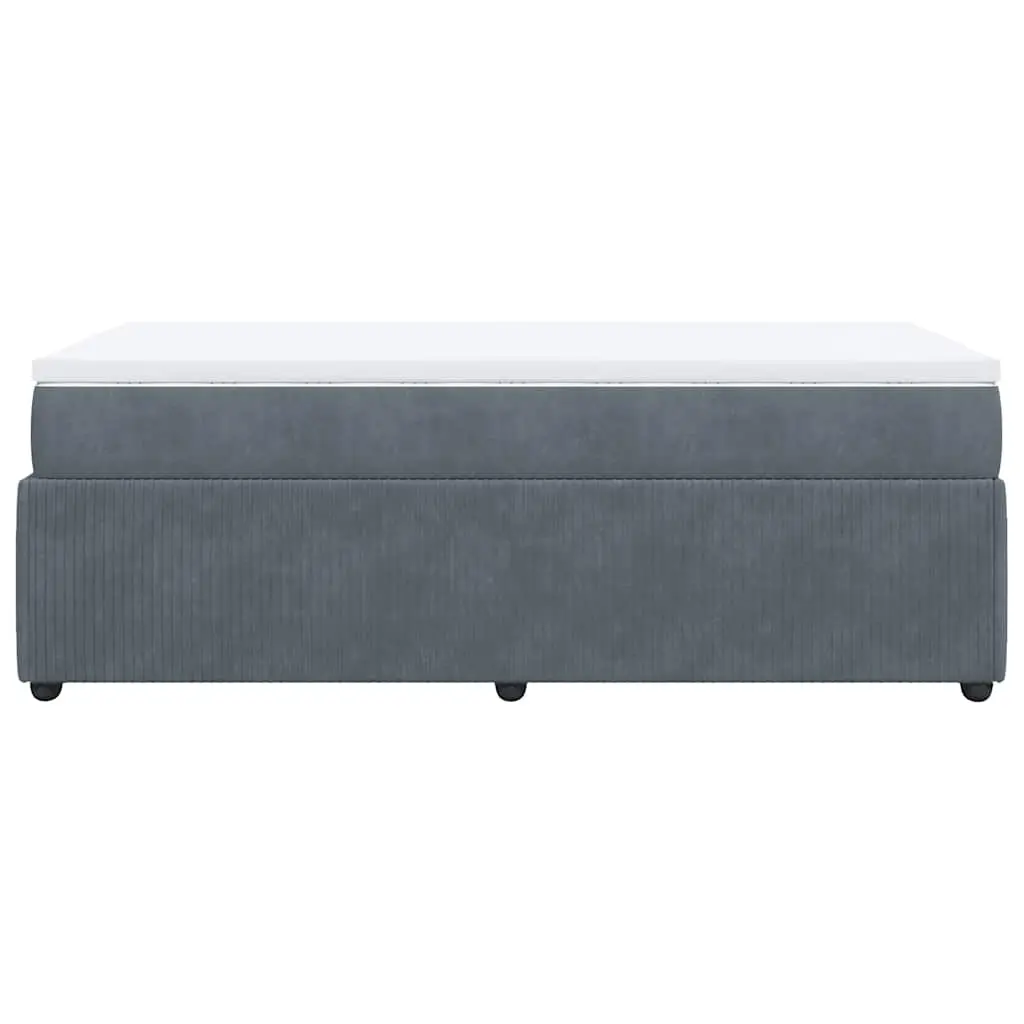 Box Spring Bed with Pocket Mattress King Single Grey Velvet Upholstered Frame