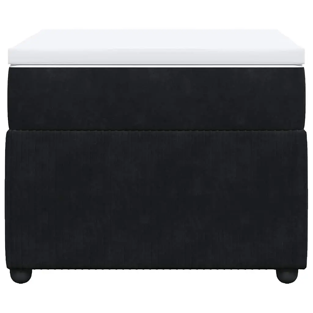 King Single Bed Frame Velvet Black with Pocket Spring Mattress and Mattress Topper
