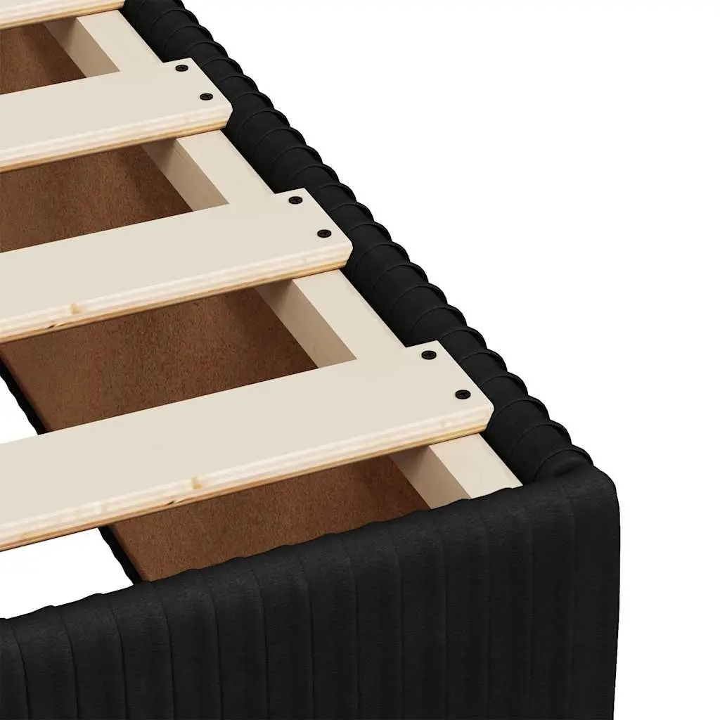 King Single Bed Frame Velvet Black with Pocket Spring Mattress and Mattress Topper