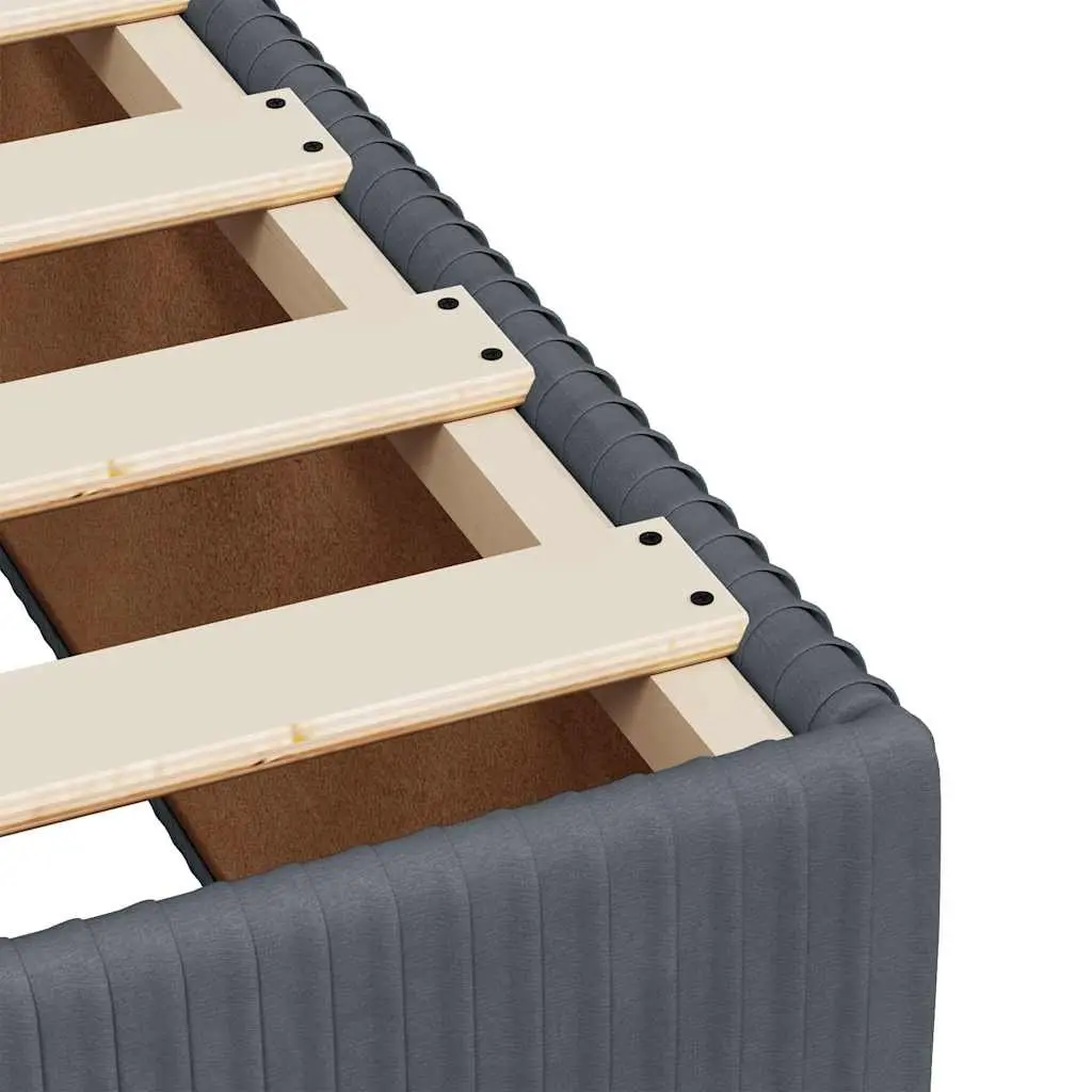 Queen Size Bed with Velvet Upholstered Pocket Spring Mattress and Slatted Frame Grey