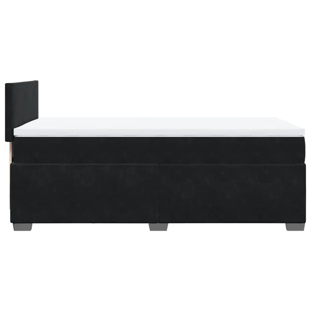 King Single Box Spring Bed with Pocket Mattress Black Fabric Frame Slats